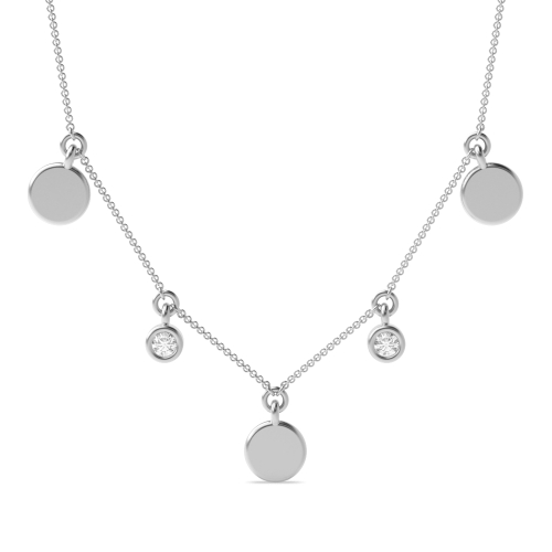 Bezel Setting Round Charm Necklace Diamond Necklace