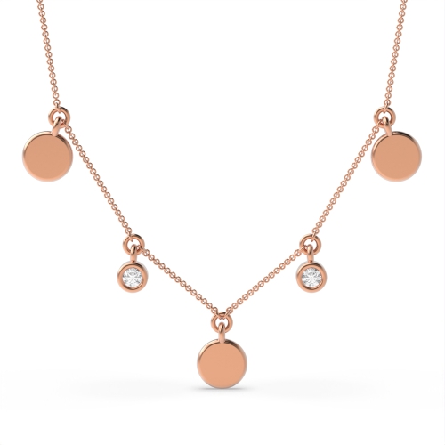 Bezel Setting Round Rose Gold Charm Pendant Necklaces