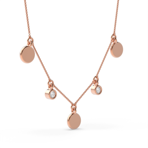 Bezel Setting Round Rose Gold Charm Pendant Necklaces