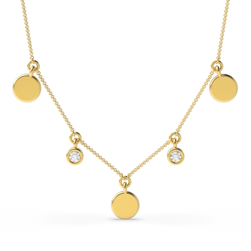 Bezel Setting Round Yellow Gold Charm Pendant Necklaces