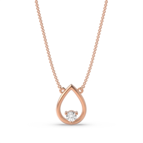 3 Prong Round Rose Gold Solitaire Pendant Necklaces