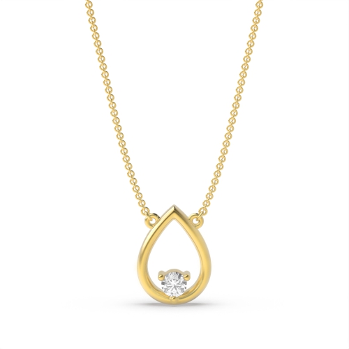3 Prong Round Yellow Gold Solitaire Pendant Necklaces