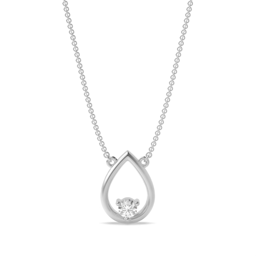 3 Prong Round Platinum Casual Pendant Necklaces