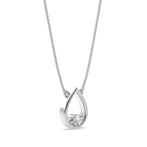 3 Prong Round Platinum Casual Pendant Necklaces