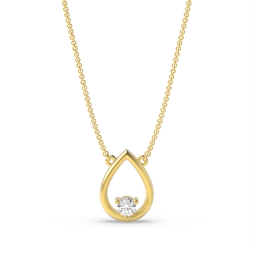 3 Prong Round Yellow Gold Casual Pendant Necklaces