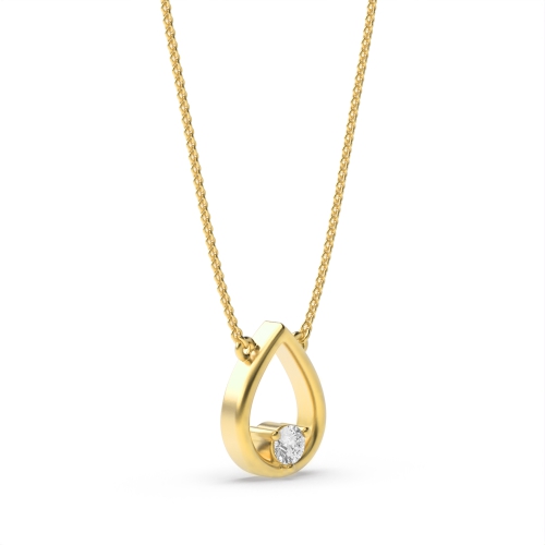 3 Prong Round Yellow Gold Casual Pendant Necklaces