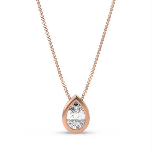 Prong Pear Rose Gold Rubover Pendant Necklaces