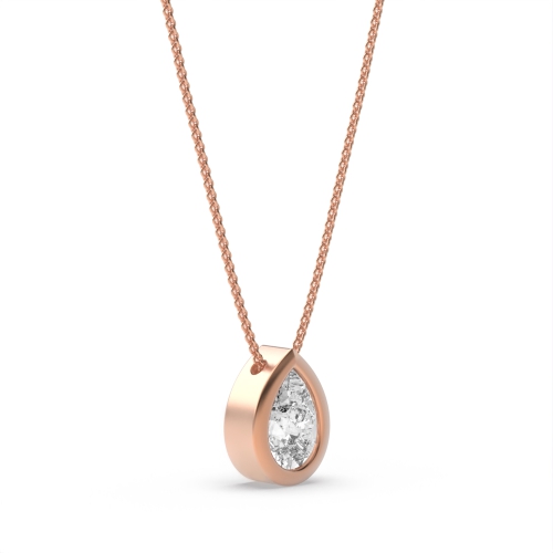 Prong Pear Rose Gold Rubover Pendant Necklaces