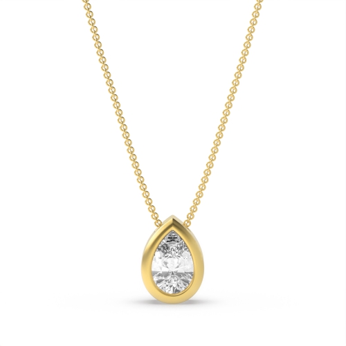 Prong Pear Yellow Gold Rubover Pendant Necklaces