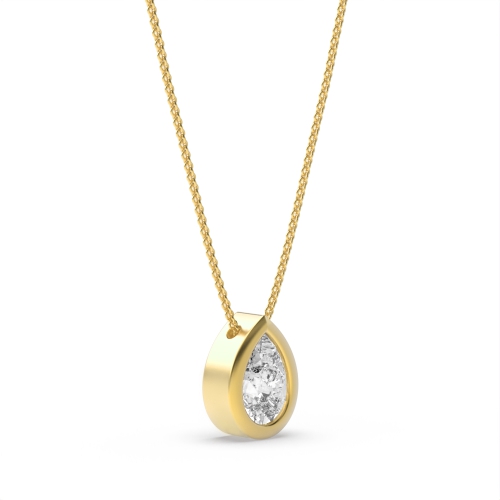 Prong Pear Yellow Gold Rubover Pendant Necklaces
