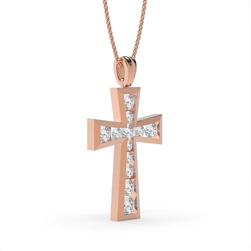 Channel Setting Round Rose Gold Elegant Pendant Necklaces