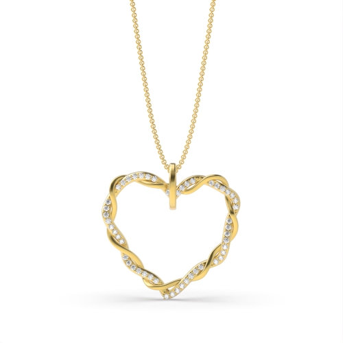 Pave Setting Round Yellow Gold Twisted Pendant Necklaces