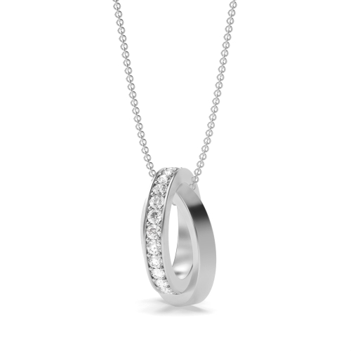 Pave Setting Round Lab Grown Diamond Sliding Rings Womens Designer Necklace  (14.50mm X 7.40mm)