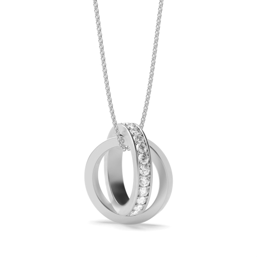 Pave Setting Round Sliding Moissanite Pendant Necklaces