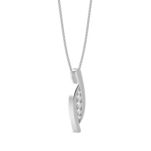 Channel Setting Round Silver Drop Pendant Necklace