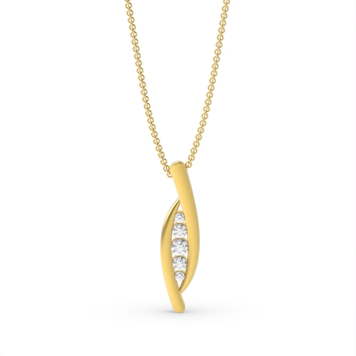 Channel Setting Round Yellow Gold Graduating Pendant Necklaces