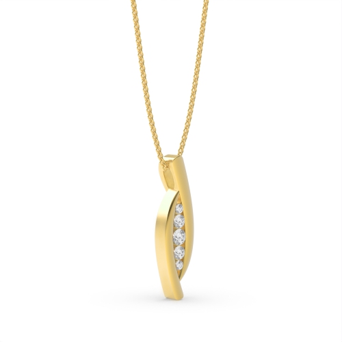 Channel Setting Round Yellow Gold Graduating Pendant Necklaces