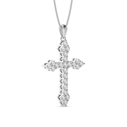 4 Prong Round Solace Cross Pendant Necklace