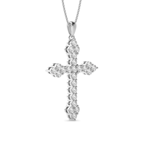 4 Prong Round Solace Moissanite Cross Pendant Necklace