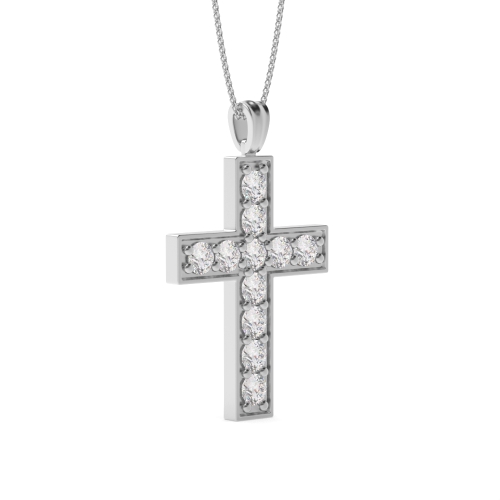Pave Setting Round CelestialCross Cross Pendant Necklace