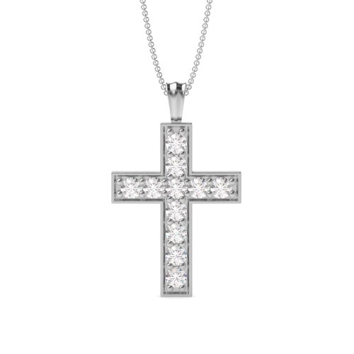 Pave Setting Round Silver Celestialcross Pendant Necklaces