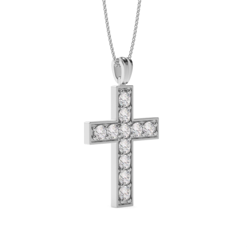 Pave Setting Round Silver Celestialcross Pendant Necklaces
