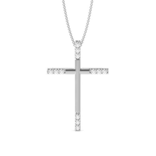 Pave Setting Round Lab Grown Diamond Modern & Stylish Cross Necklace  (25.00mm X 16.80mm)