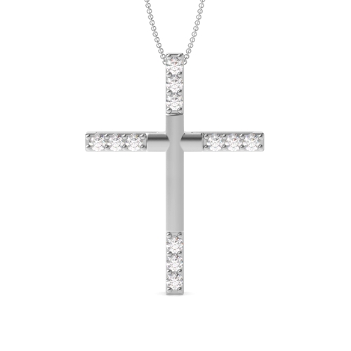 Pave Setting Round Diamond Modern & Stylish Cross Necklace  (25.00mm X 16.80mm)