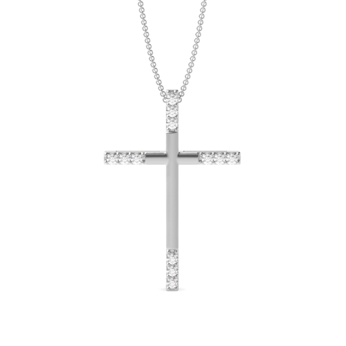 4 Prong Round Modern Stylish Moissanite Cross Pendant Necklace