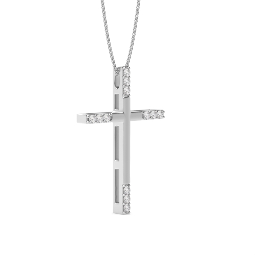 4 Prong Round Modern Stylish Moissanite Cross Pendant Necklace