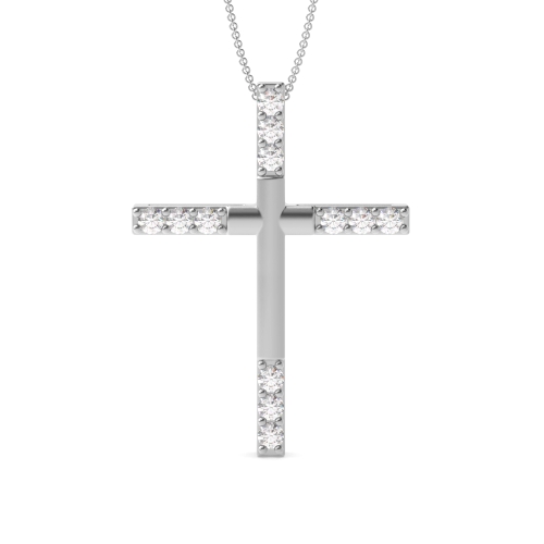 4 Prong Round Modern stylish Cross Pendant Necklaces