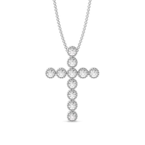 Bezel Setting Round Miligrain vintage styled Lab Grown Diamond Pendant Necklaces