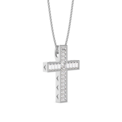 Channel Setting Baguette Exclusive luxurious Lab Grown Diamond Pendant Necklaces