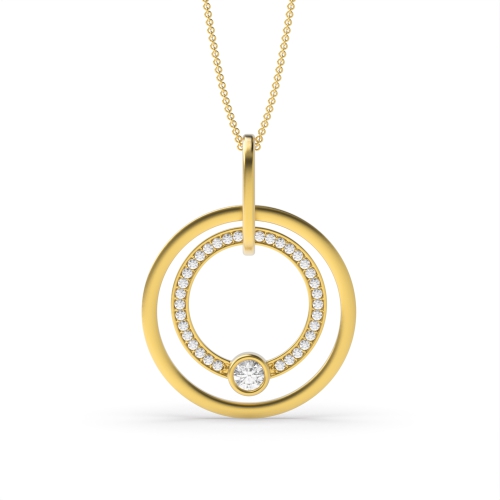 Pave Setting Round Diamond Luxurious Circle Pendant Necklace  (40.00mm X 30.00mm)