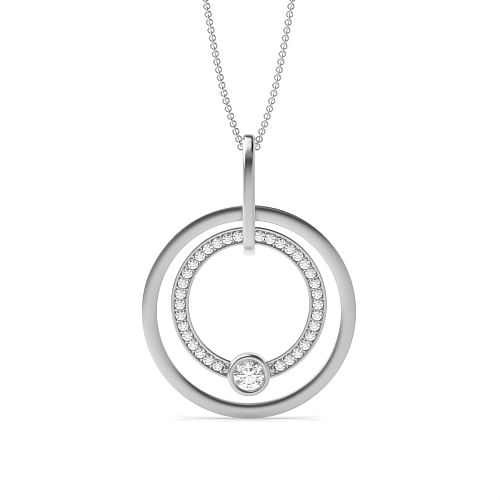 Pave Setting Round Platinum Luxurious Pendant Necklaces