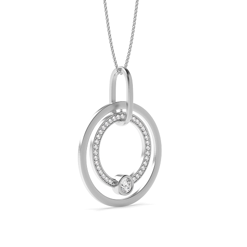 Pave Setting Round Platinum Luxurious Pendant Necklaces