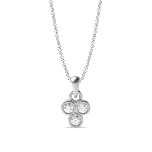 Bezel Setting Round Trinity Drop Pendant Necklace