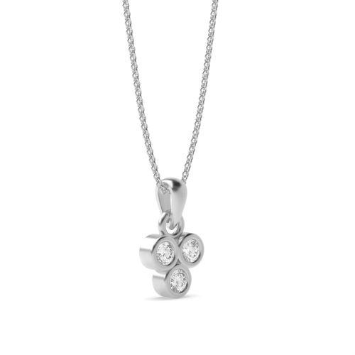 Bezel Setting Round Trinity Drop Pendant Necklace