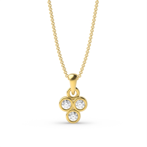 Bezel Setting Round Yellow Gold Trinity Pendant Necklaces