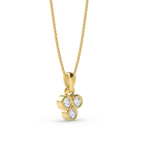 Bezel Setting Round Yellow Gold Trinity Pendant Necklaces