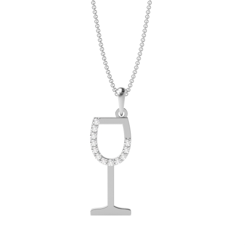 Pave Setting Round Lab Grown Diamond Wine Glass Lab Grown Diamond Womens Designer Necklace  (19.50mm X 7.30mm)