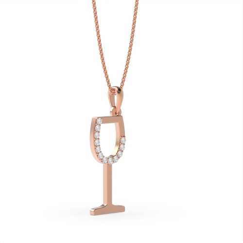Pave Setting Round Rose Gold Wine glass Pendant Necklaces