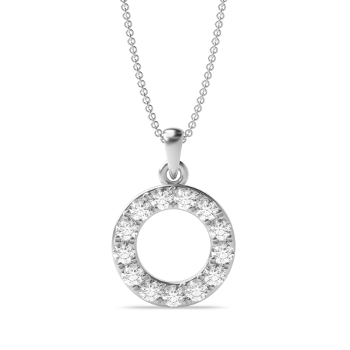 4 Prongs Round Diamond Must Have Dangling Circle Pendant Necklace  (14.00mm X 8.80mm)