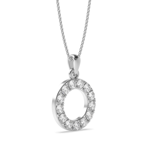 4 Prong Round White Gold Circle Pendant Necklace