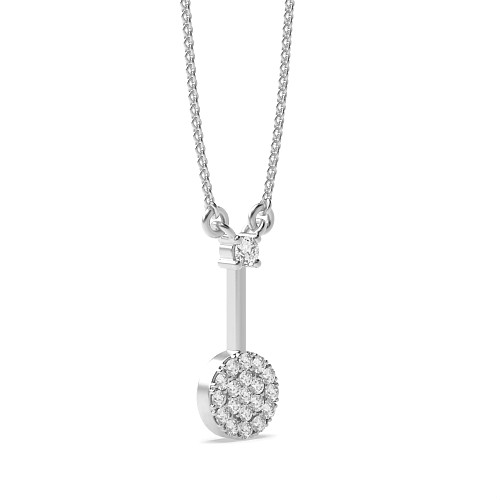 Pave Setting Round Disc and bar Pendant Necklaces