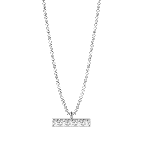 Pave Setting Round Lab Grown Diamond & Gold Bar Womens Designer Necklace  (3.00mm X 8.20mm)