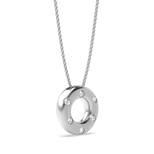 Bezel Setting Round FloatingOrbit Naturally Mined Diamond Circle Pendant Necklace
