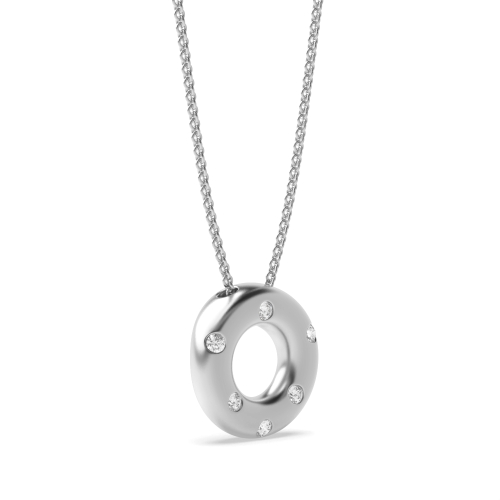 Bezel Setting Round FloatingOrbit Circle Pendant Necklace