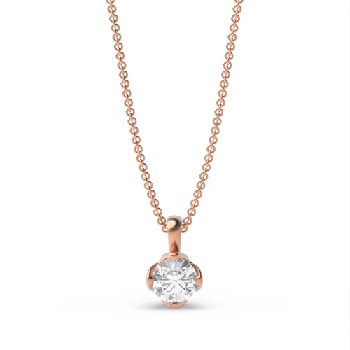 4 Prong Round Rose Gold Crown Pendant Necklaces