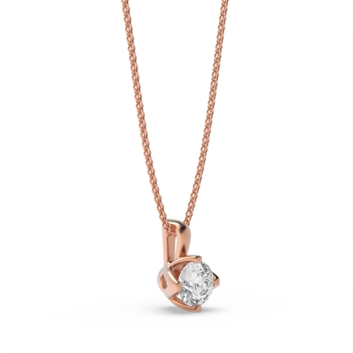 4 Prong Round Rose Gold Crown Pendant Necklaces